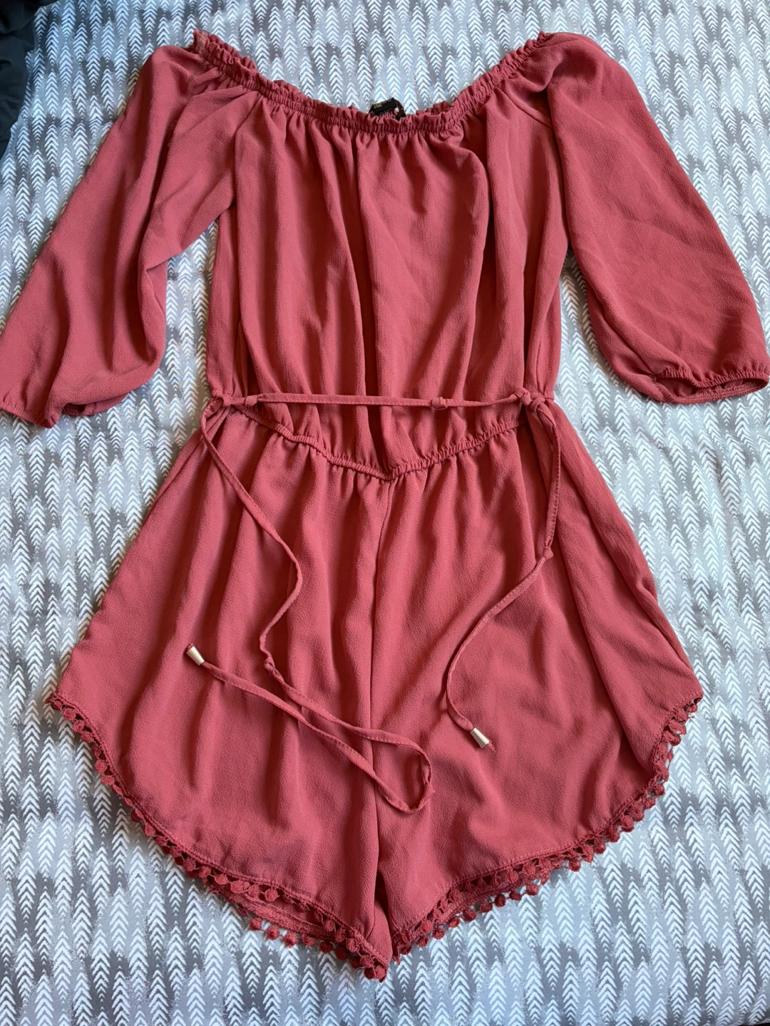 Revamped Off-Shoulder Romper - Size Medium