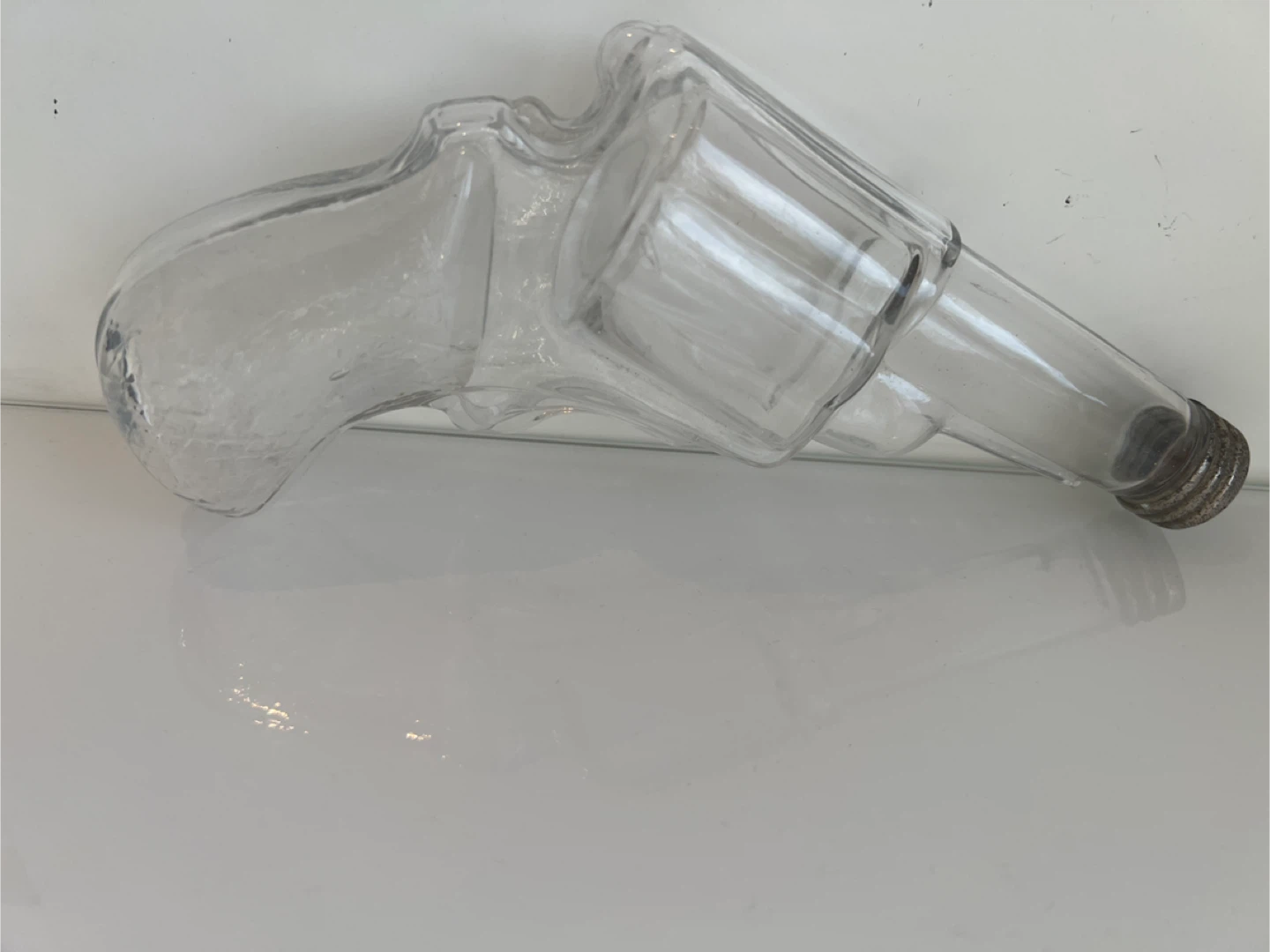 Glass Revolver Shaped Bottle with Metal Cap