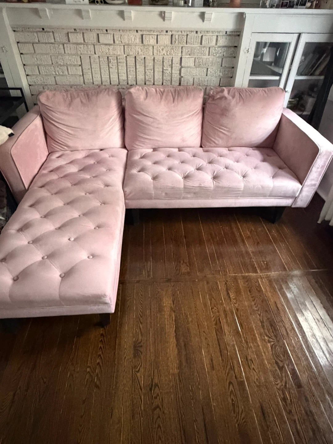 Structube Todd interchangeable velvet sectional in pink - photo 2