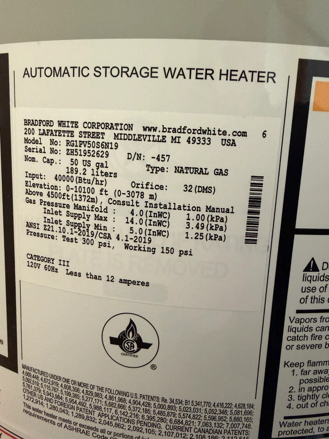 Bradford White 50 Gallon Natural Gas Water Heater - photo 4