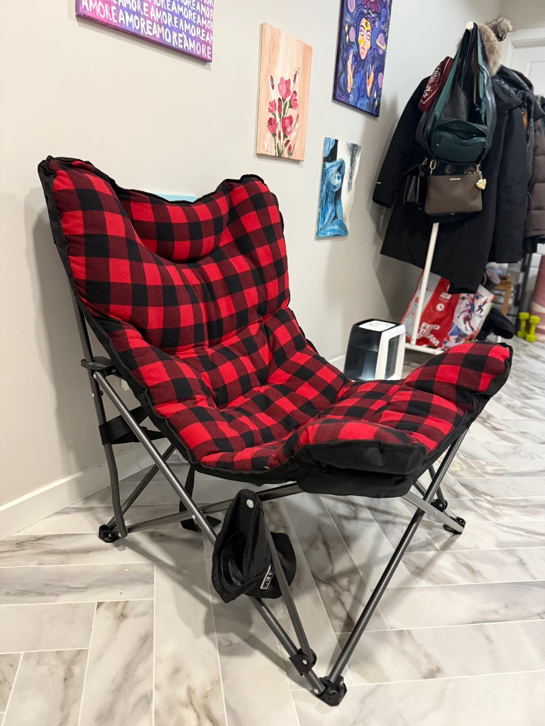 Plaid Padded Folding Camp Chair - photo 3