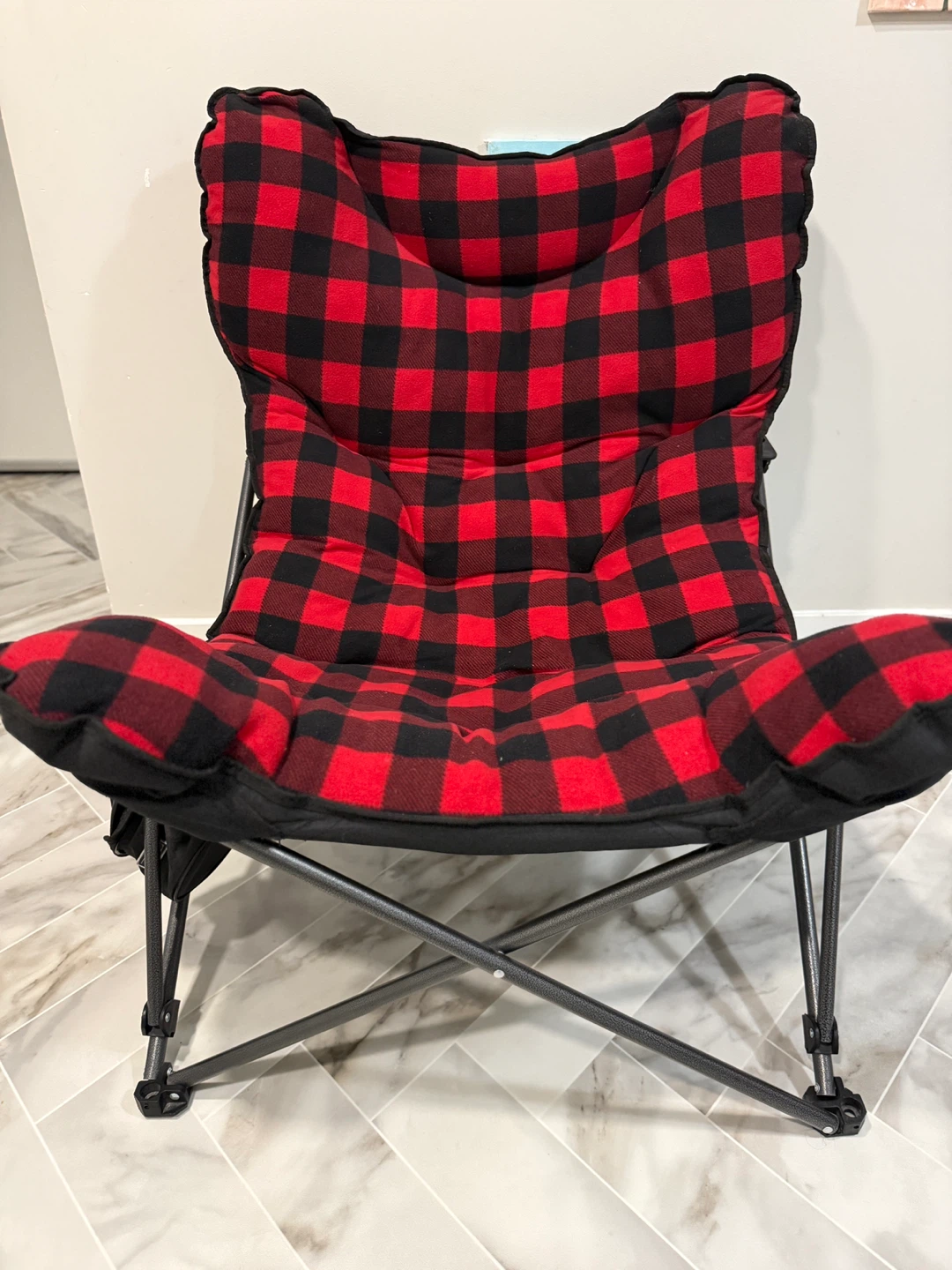 Plaid Padded Folding Camp Chair