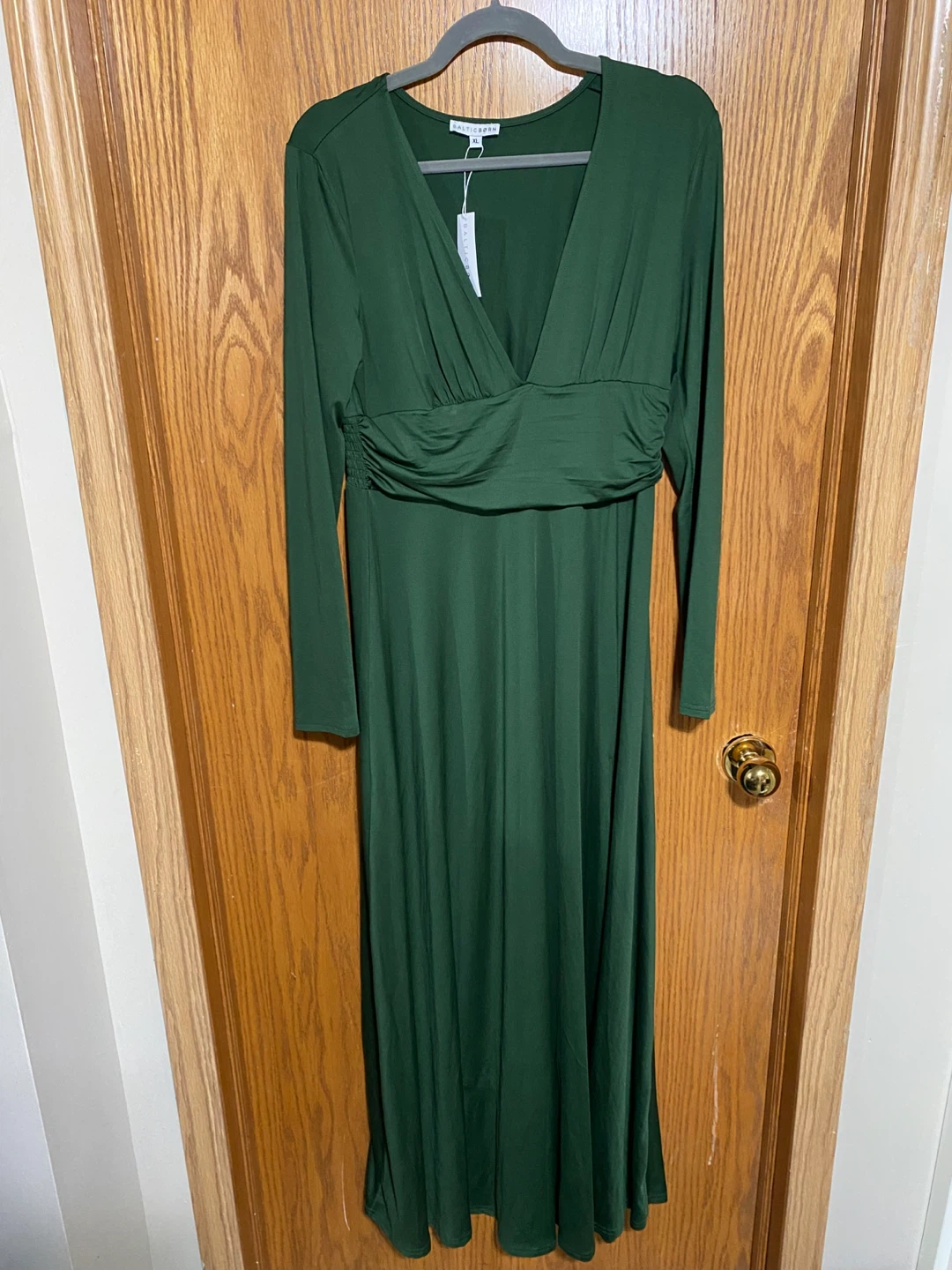 Baltic Born Sasha Ruched Forest Green Maxi Dress