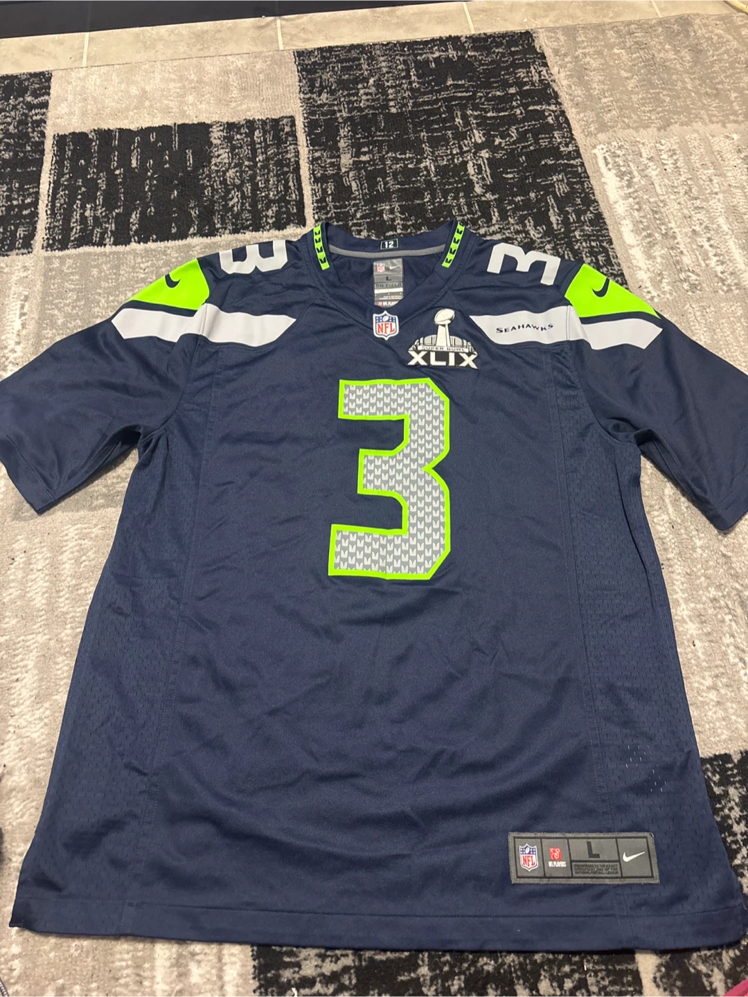 Nike Seattle Seahawks Wilson #3 Super Bowl XLIX Jersey Size L