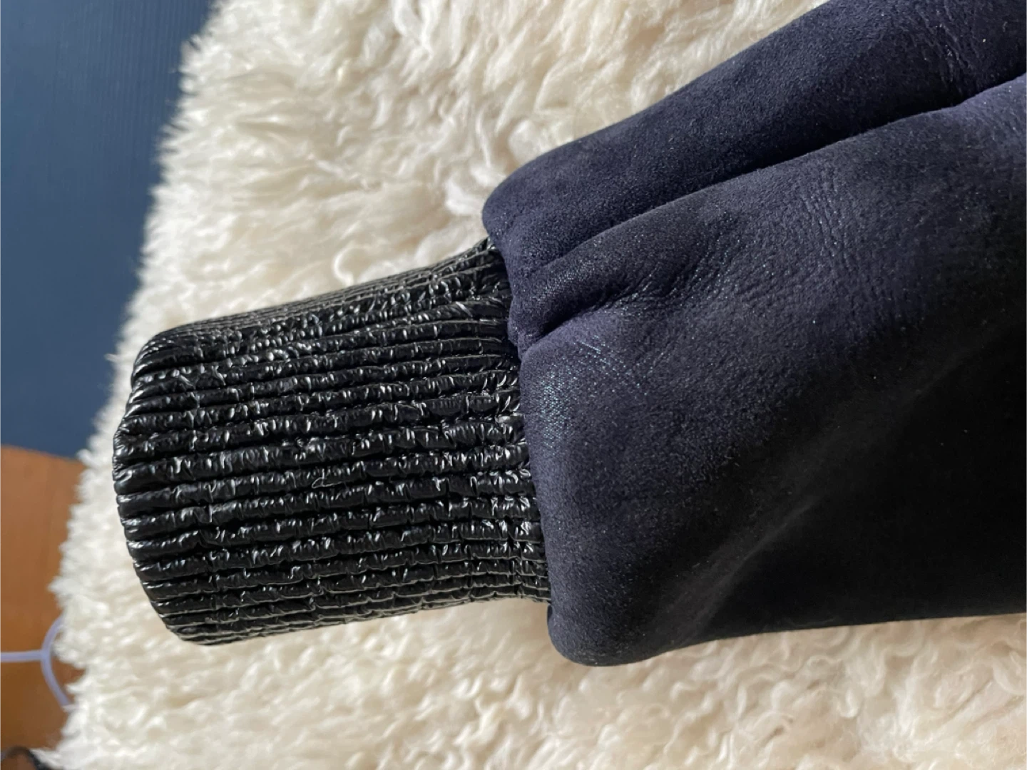 Genuine Shearling Fur night blue jacket - photo 2