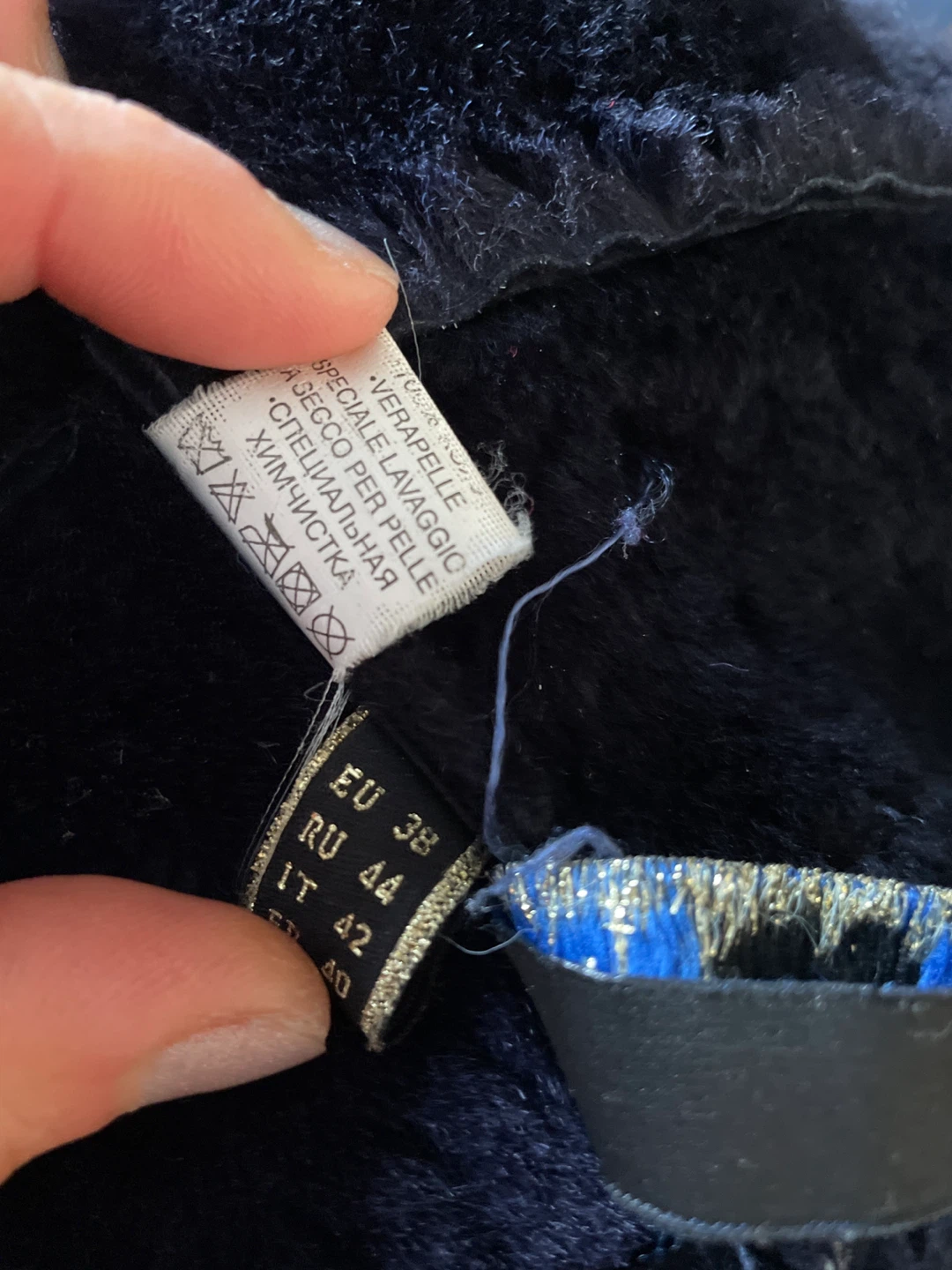 Genuine Shearling Fur night blue jacket - photo 3