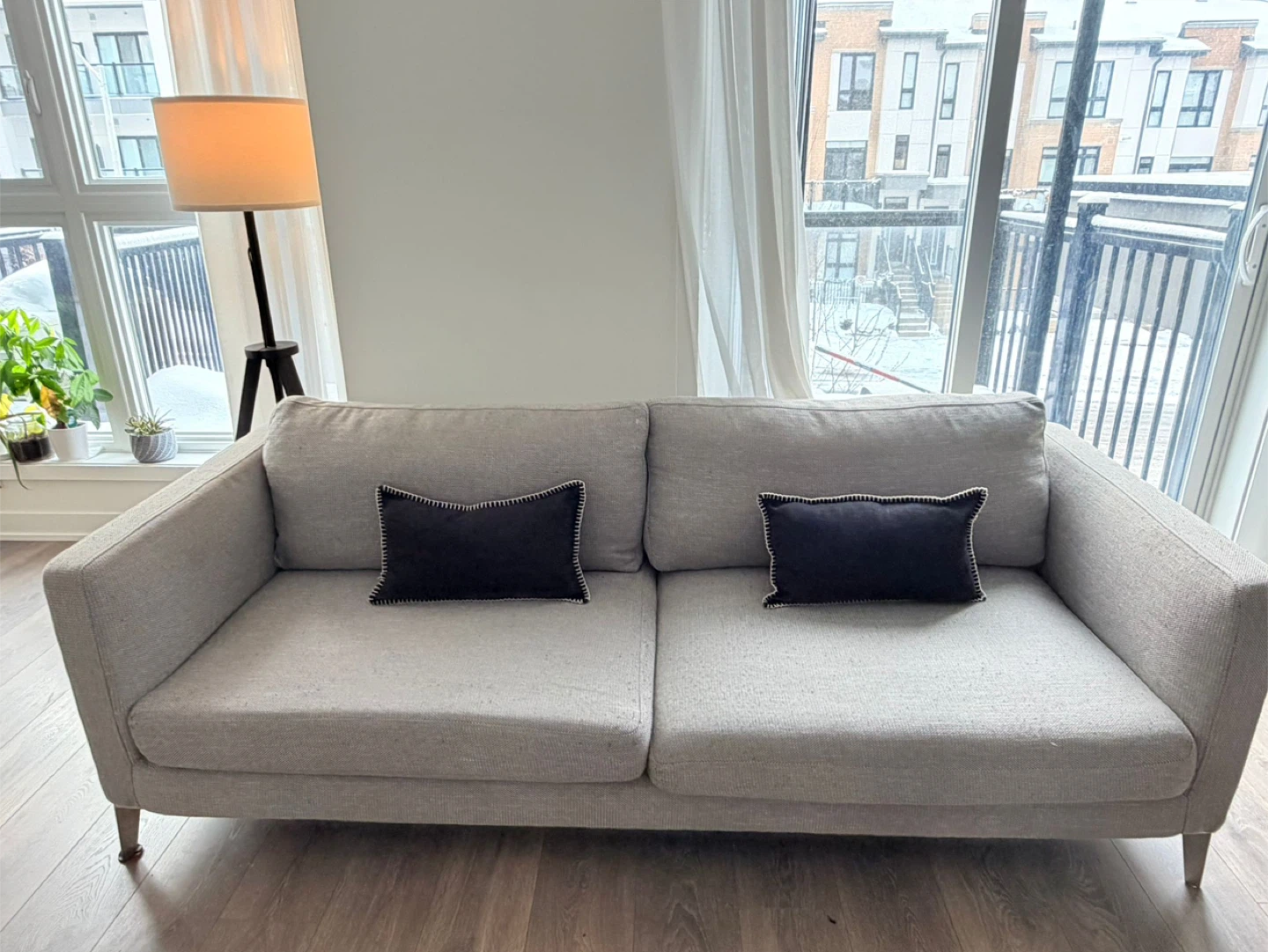 Structube Carine Upholstered 3-Seater Sofa in Light Grey