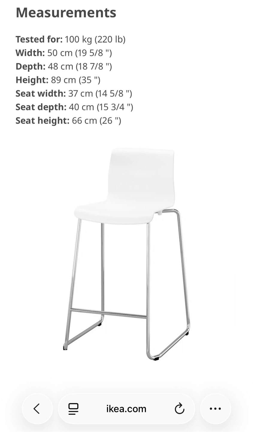 IKEA GLENN Bar Stool - White/Chrome - photo 2