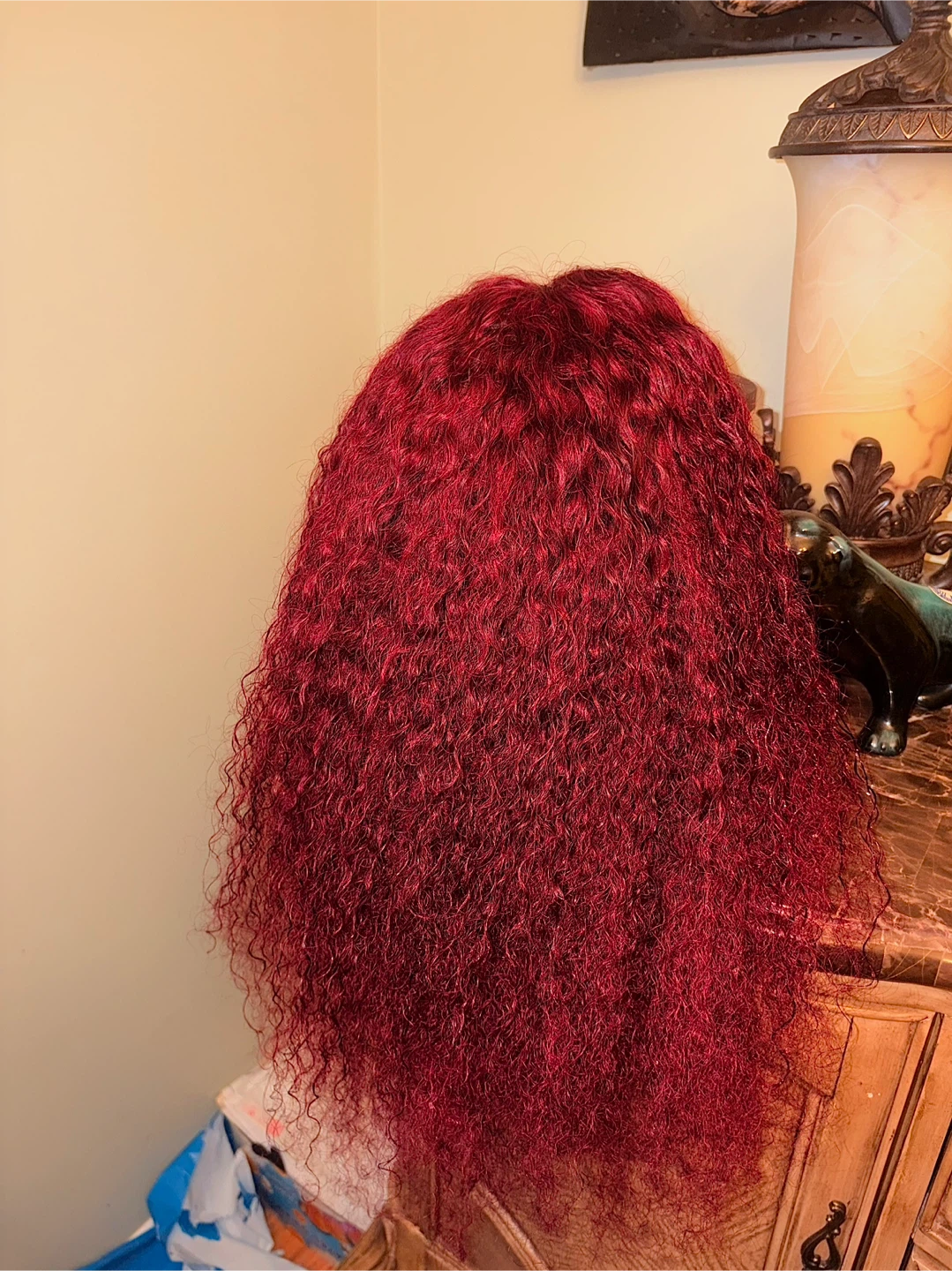 99j Burgundy Hair 13x4 HD Lace Kinky Curly Lace Front - photo 5