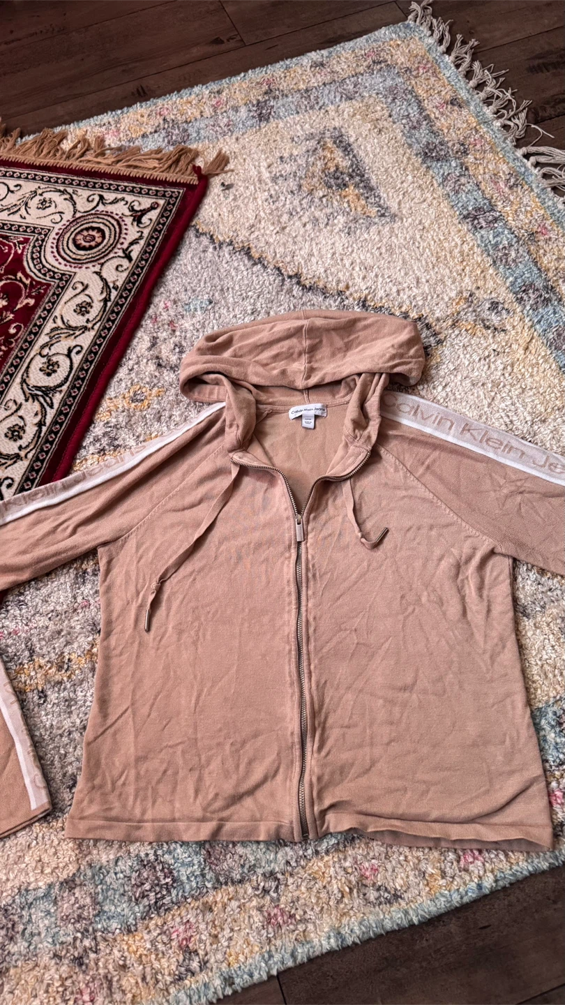 Calvin Klein  Zip-Up Hoodie- small- beige