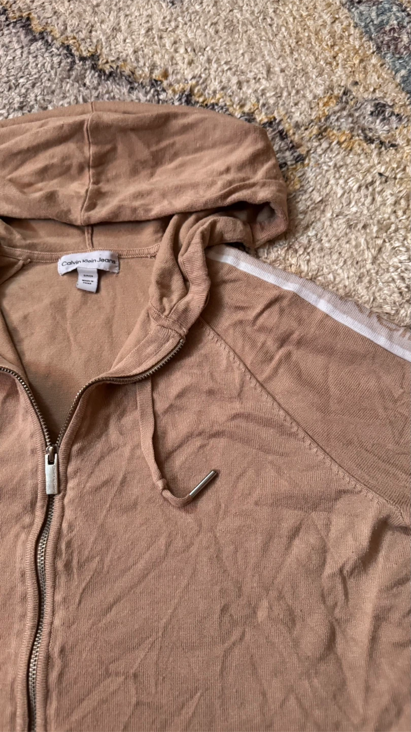 Calvin Klein  Zip-Up Hoodie- small- beige - photo 2