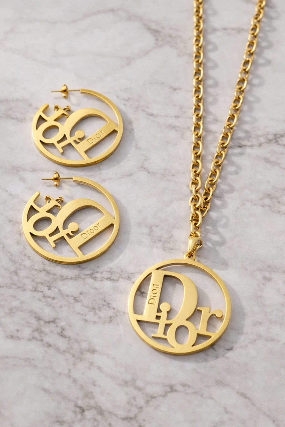 Dior Inspired Necklace and Hoop Earrings Set - photo 2