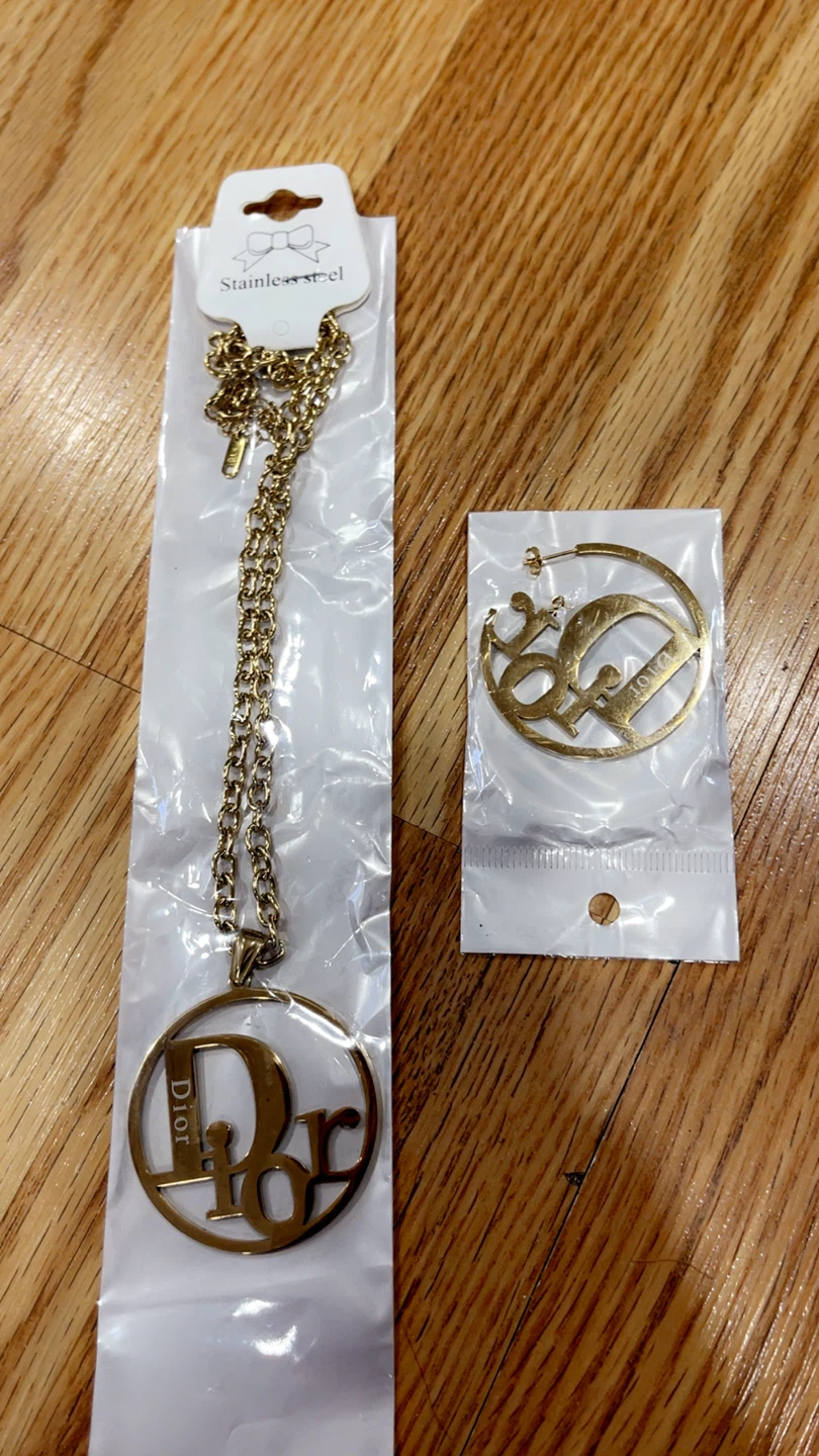 Dior Inspired Necklace and Hoop Earrings Set - photo 4