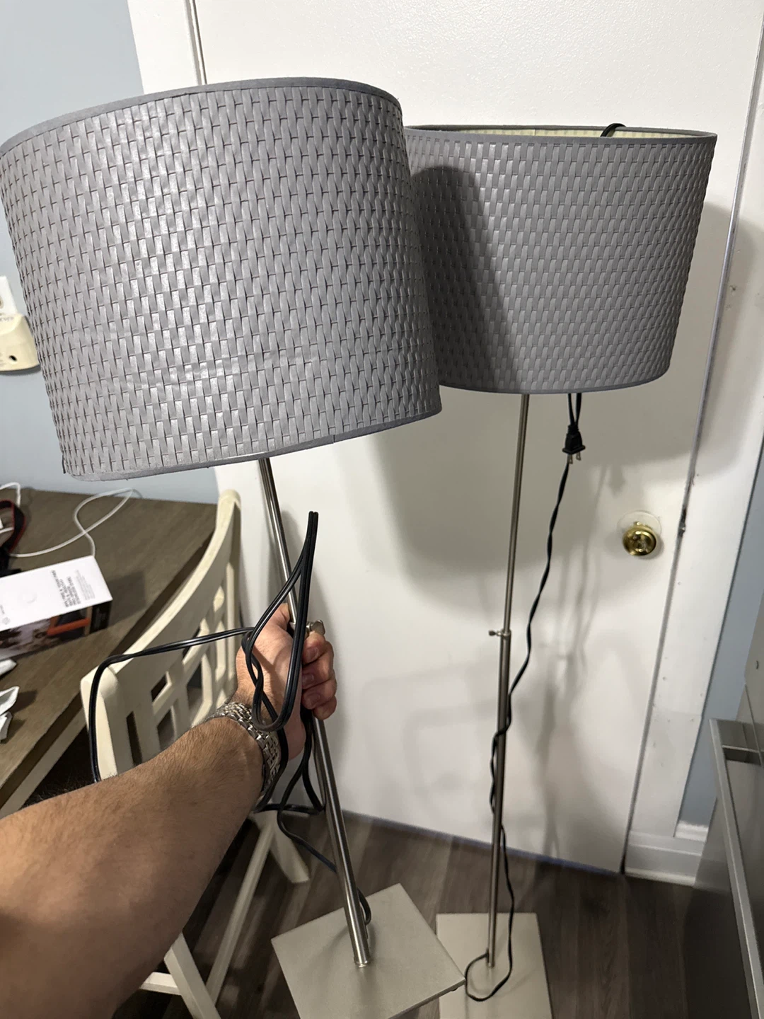 Gray Woven Floor Lamp set - photo 5
