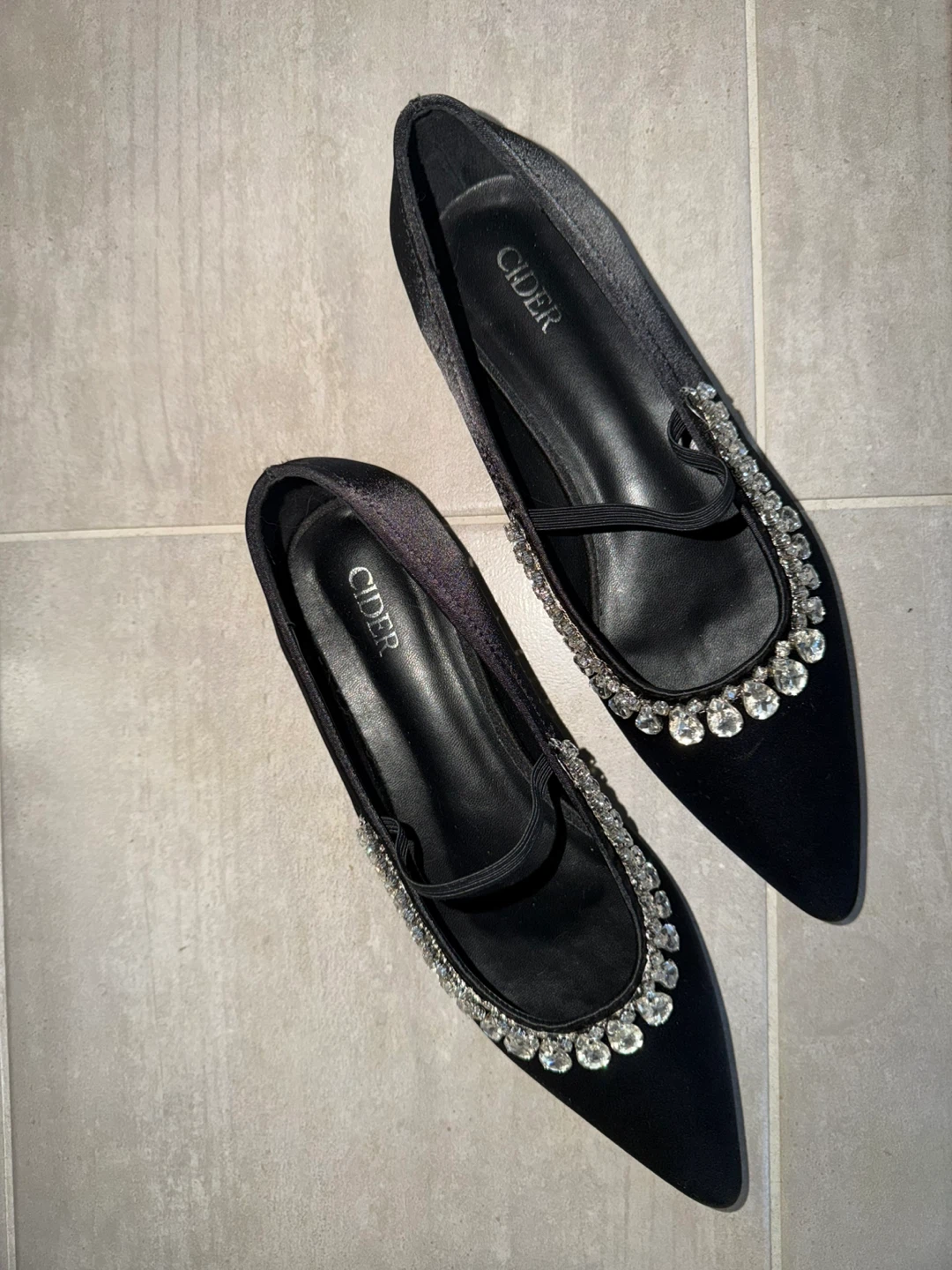 Black Ballet Flats with Rhinestones - Size 39 - photo 3