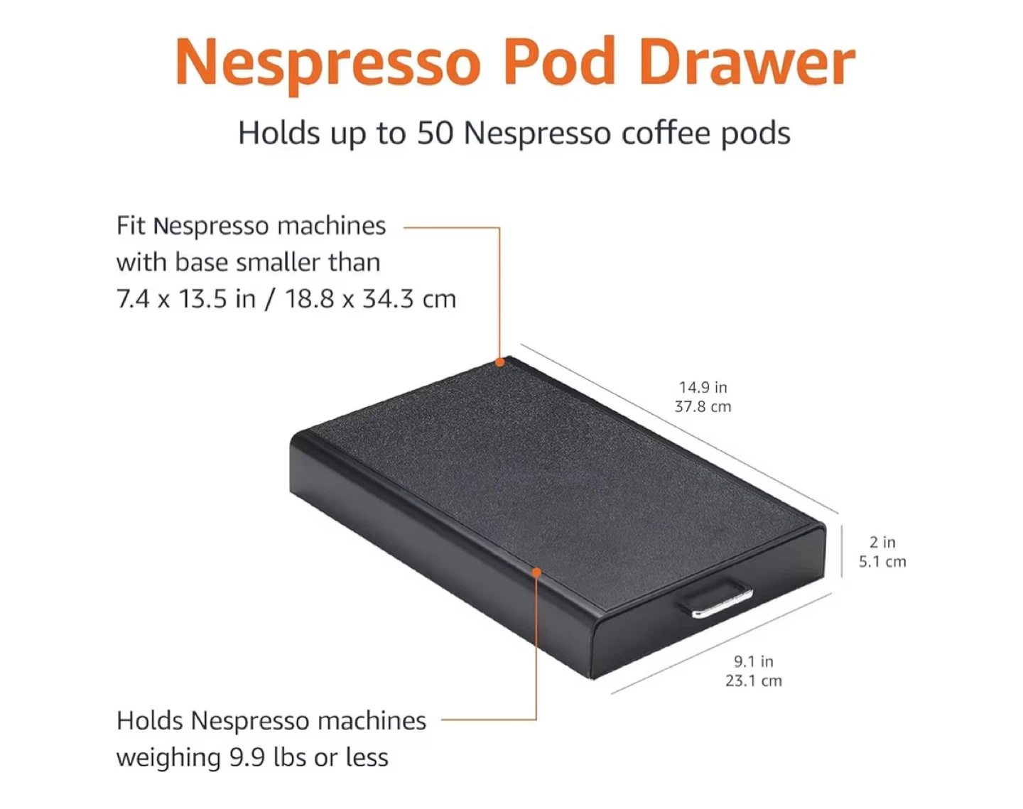 Nespresso Coffee Pod Drawer Organizer - Black - photo 3