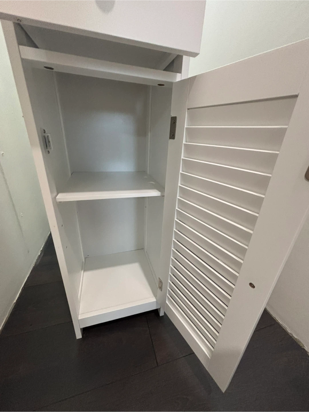 🏆 White Tall Storage Cabinet with Drawer and Doors - photo 5