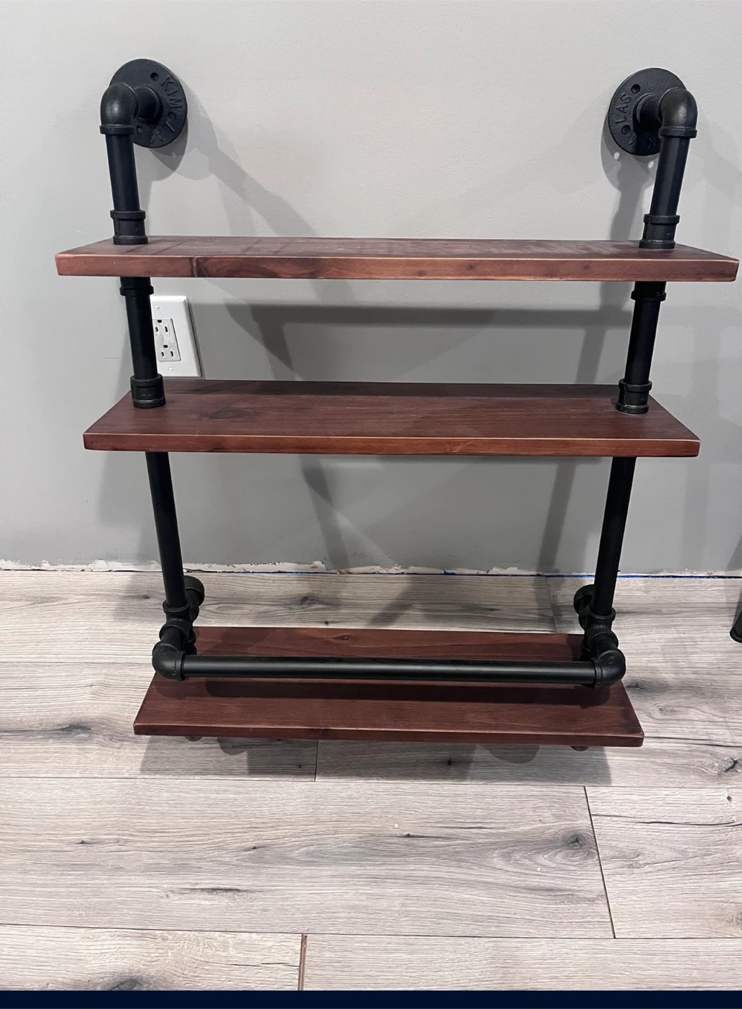 Industrial Pipe Shelf - 3 Tier Wood Shelf - photo 2