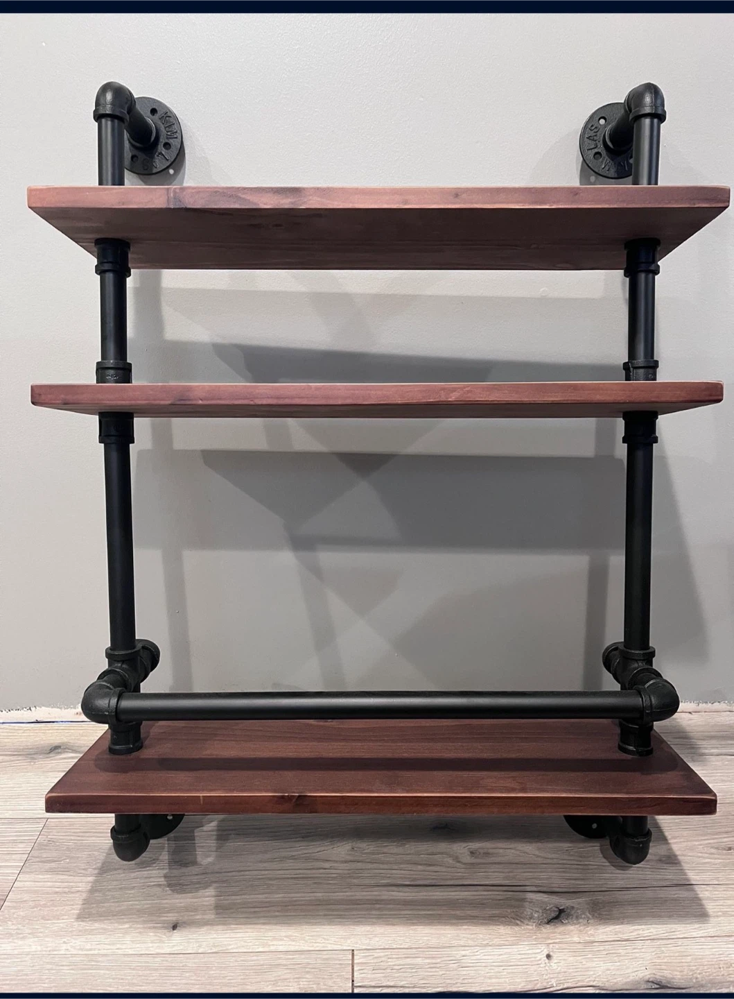 Industrial Pipe Shelf - 3 Tier Wood Shelf - photo 3