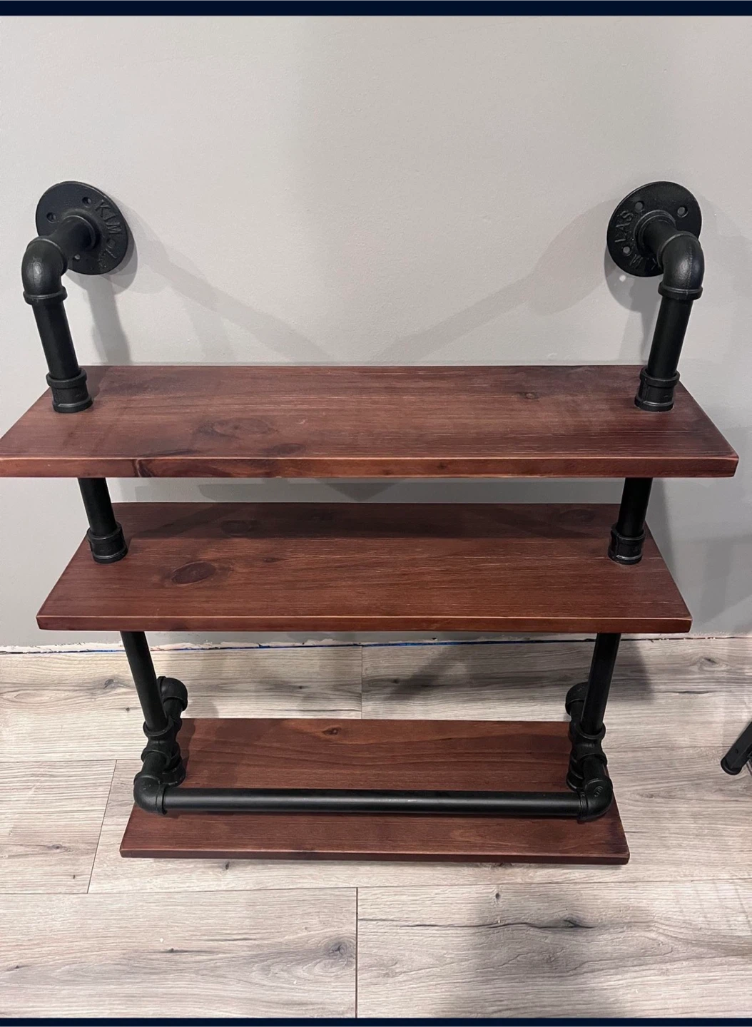 Industrial Pipe Shelf - 3 Tier Wood Shelf