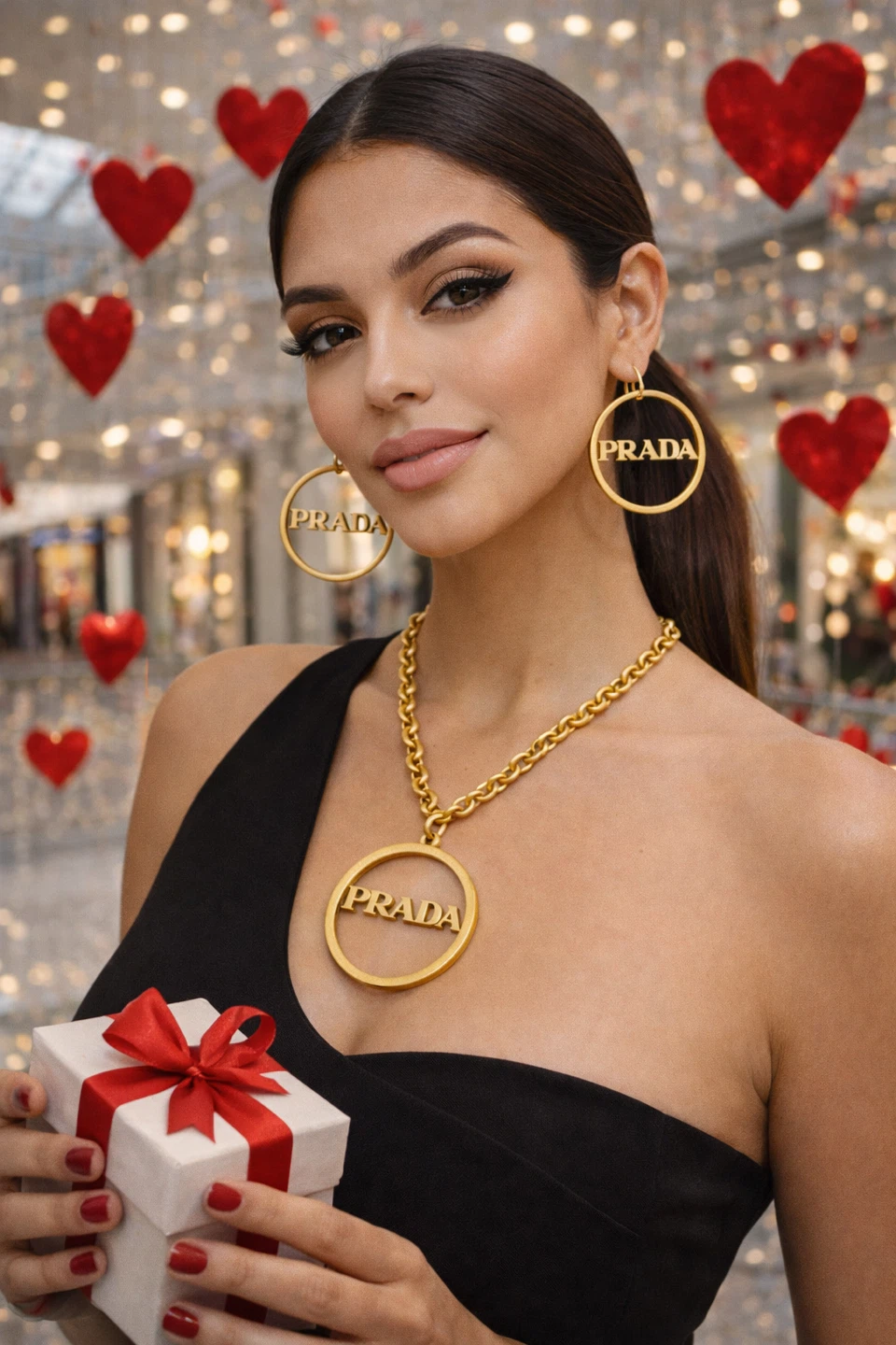 Prada Inspired Hoop Earrings and Necklace Set