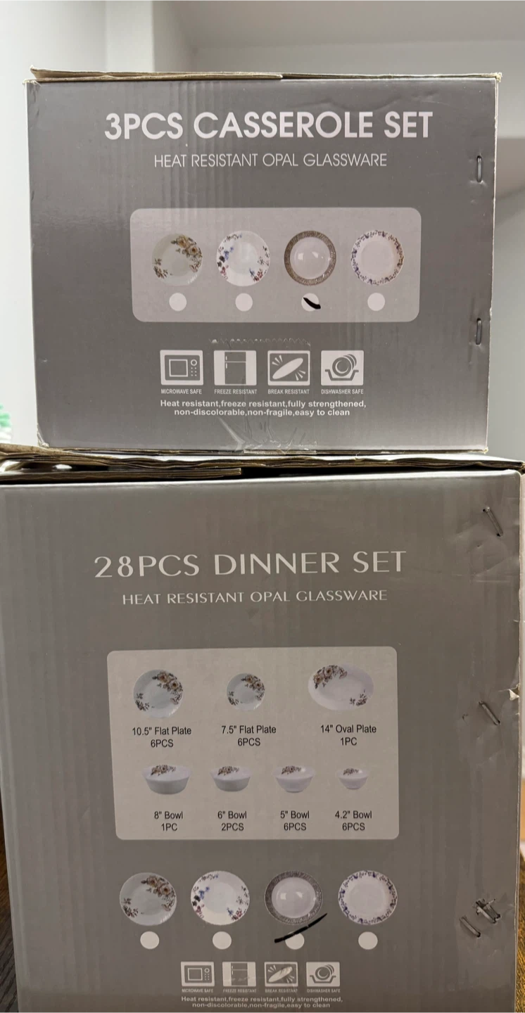 Housewares Plus 28 Piece Dinner Set & 3 Piece Casserole Set - photo 2