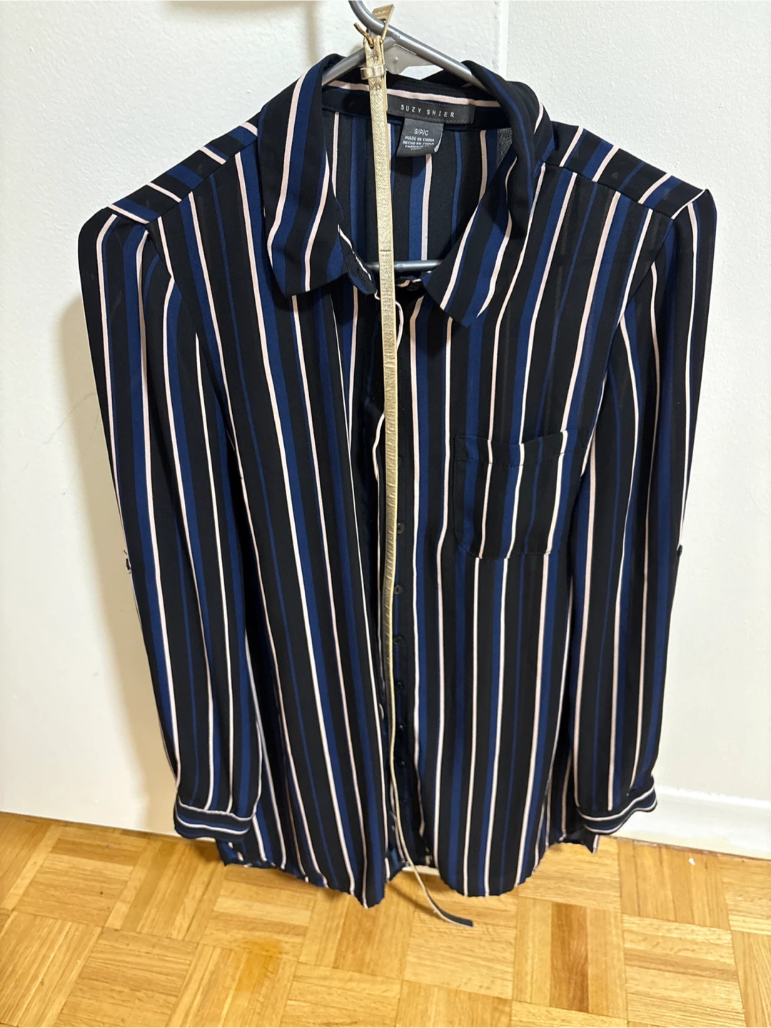 Suzy Shier Striped Button-Up Shirt - Size S/P