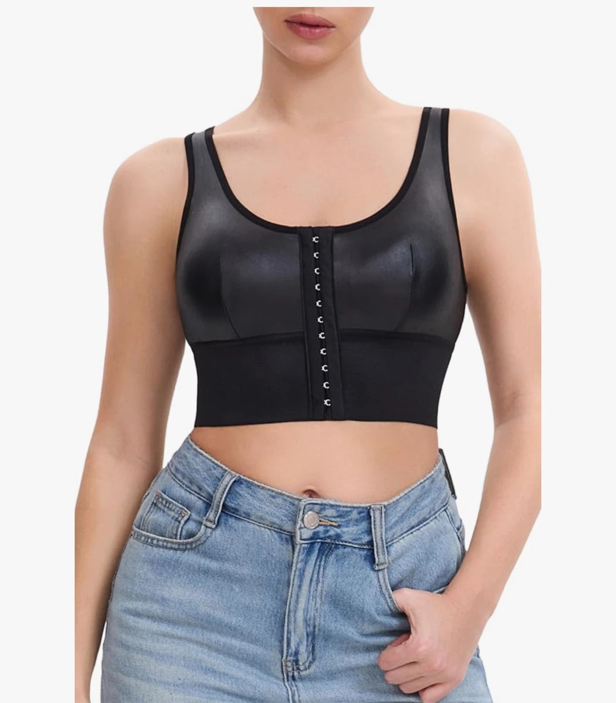 Faux Leather Crop Tank Top🏆 - photo 2
