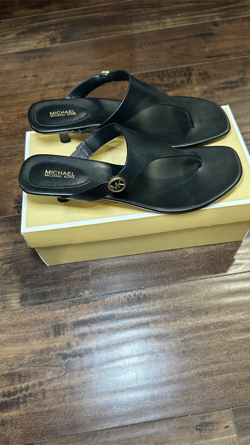 Michael Kors Black Leather Thong Sandals