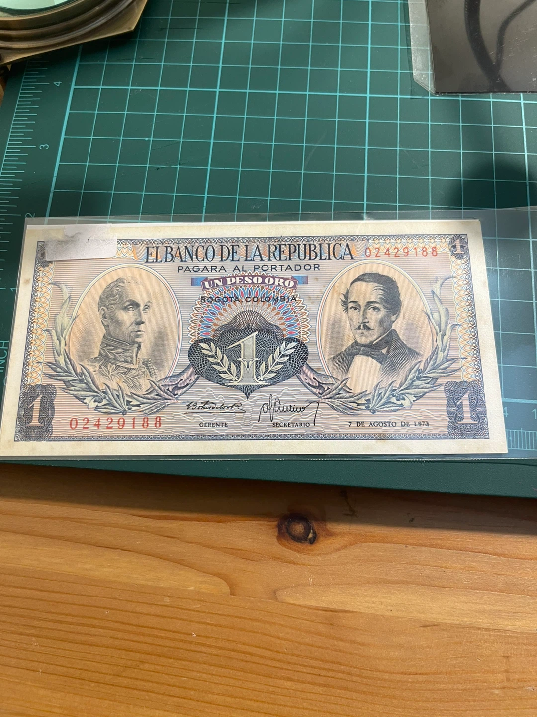 1 Peso Oro Banknote - El Banco de la Republica, Colombia 1973