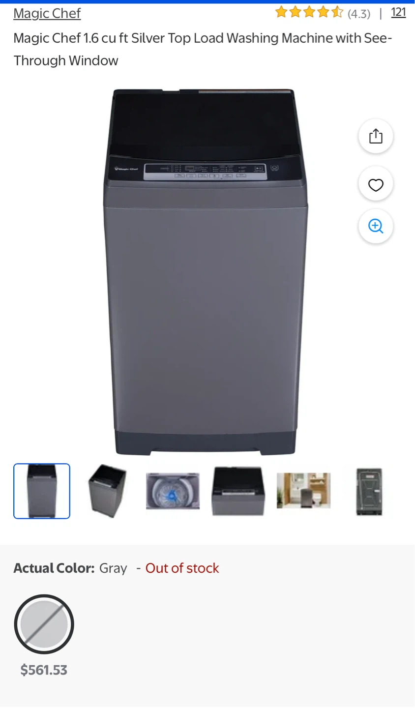 Portable Washing Machine - Magic Chef 1.6 cu ft Silver/Gray - photo 3