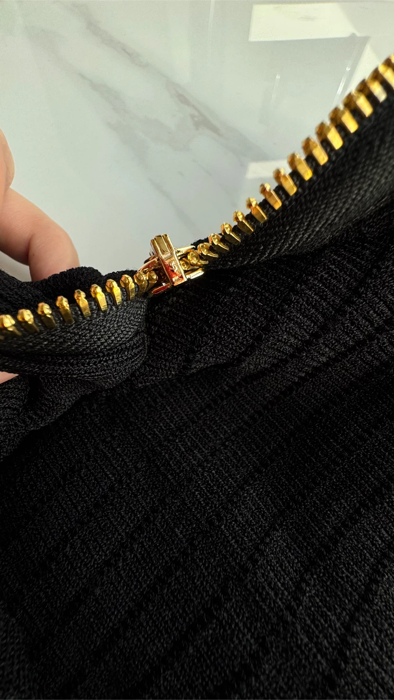 Authentic Balmain Black Knit Skirt with Gold Buttons - photo 3