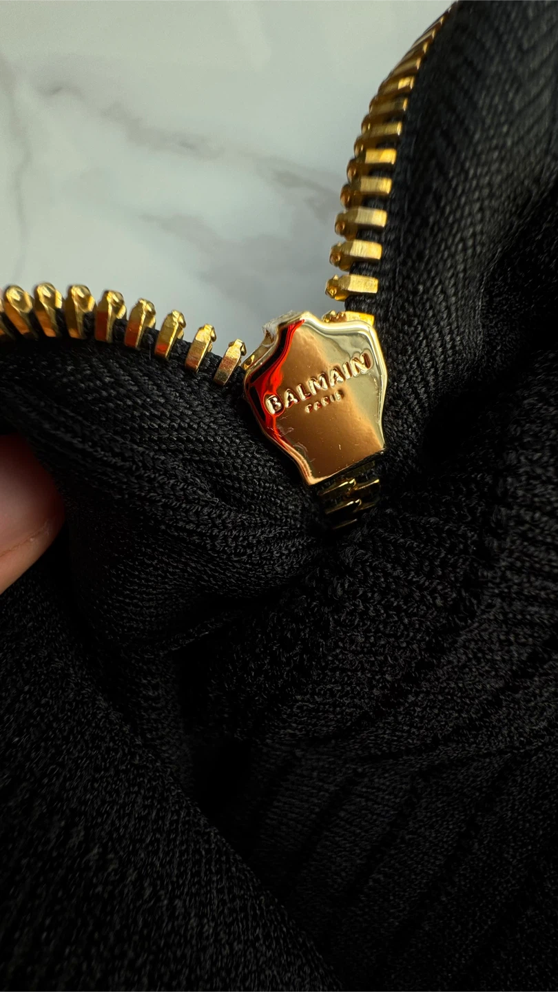 Authentic Balmain Black Knit Skirt with Gold Buttons - photo 2