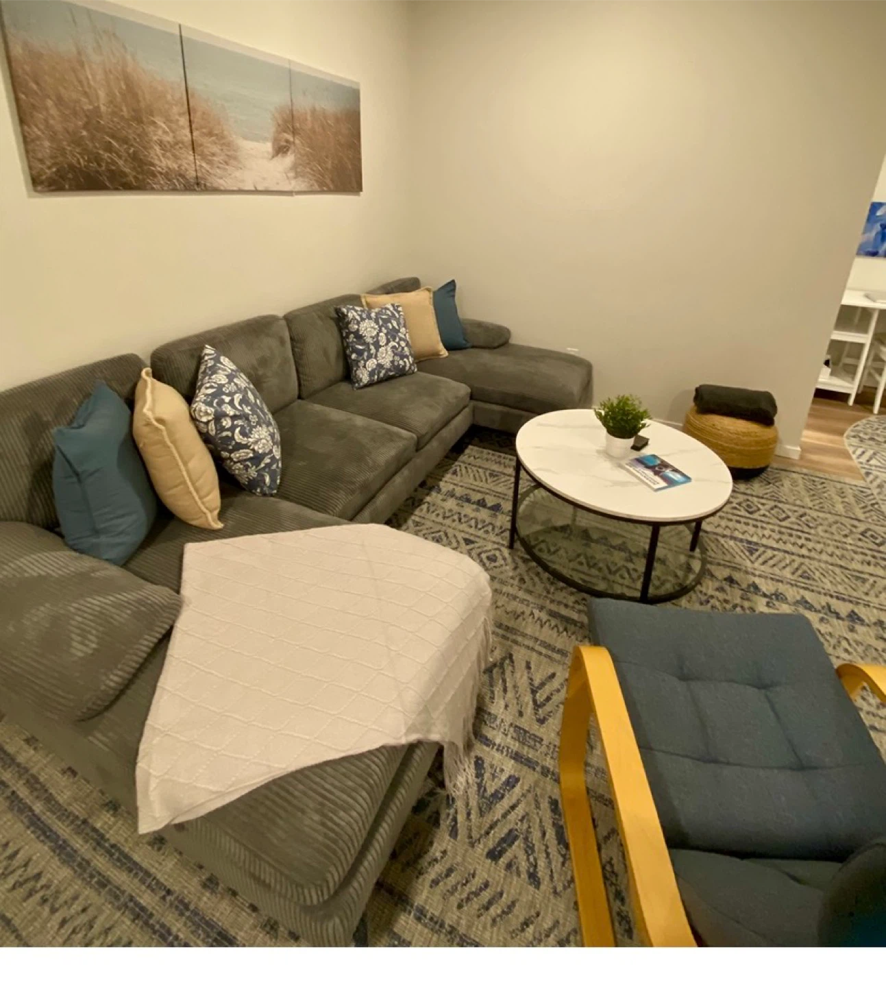 Grey Chenille Sectional Sofa with Chaise