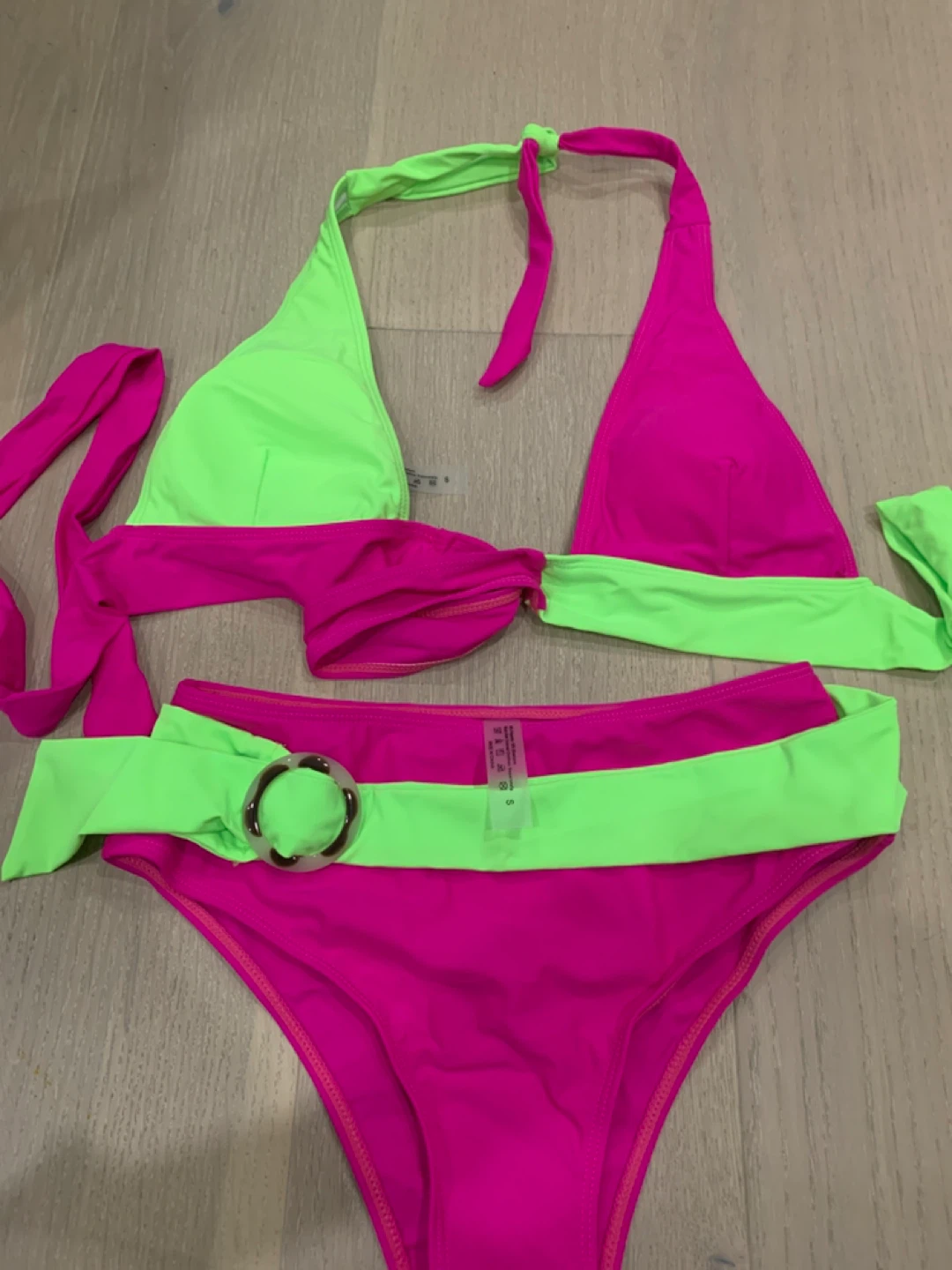 Two-Piece Bikini Swimsuit - Pink and Neon Green - photo 4