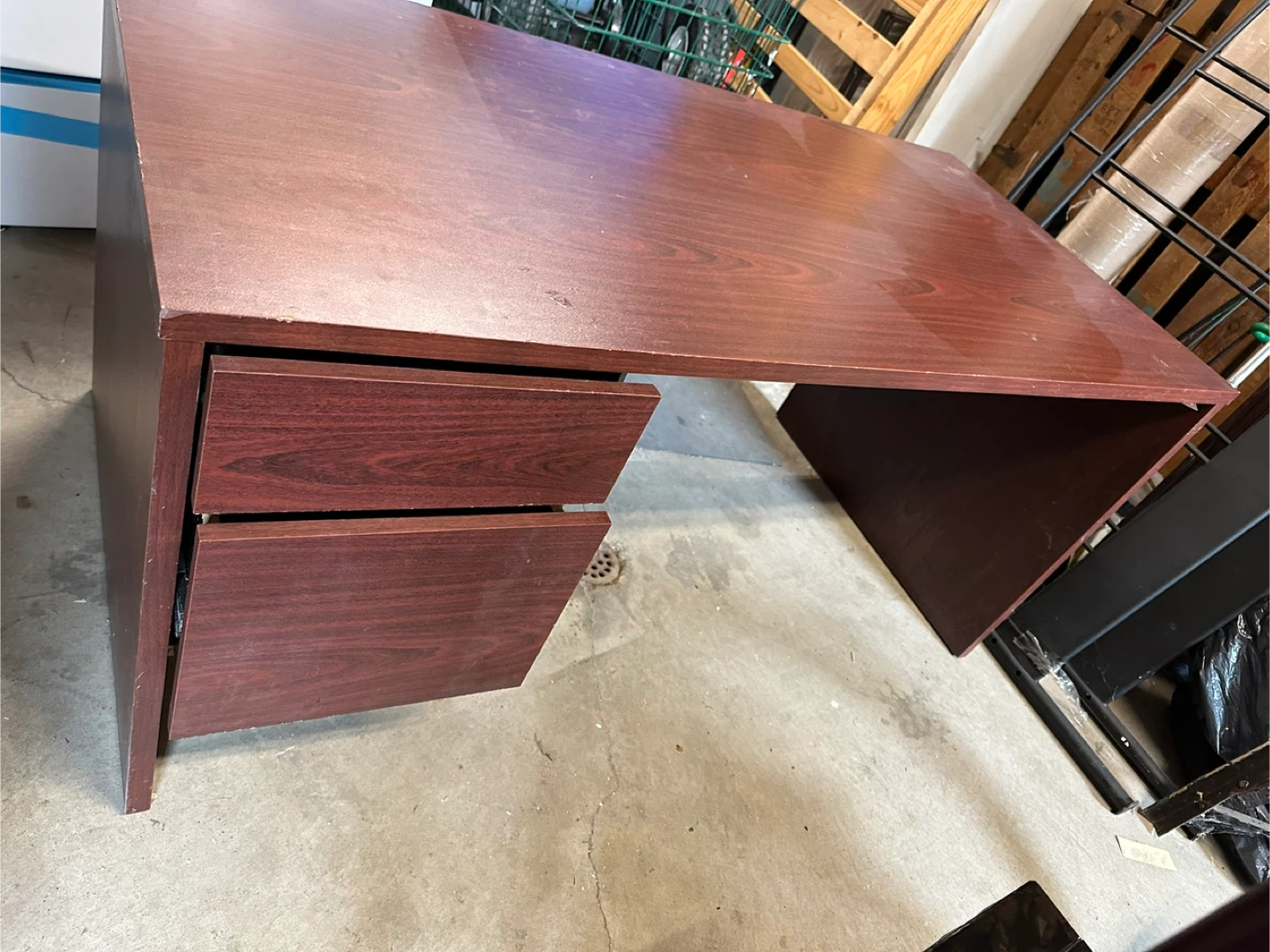 Dark Wood Office Desk with Drawers - photo 2