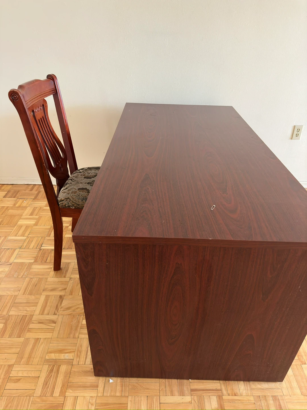 Dark Wood Office Desk with Drawers