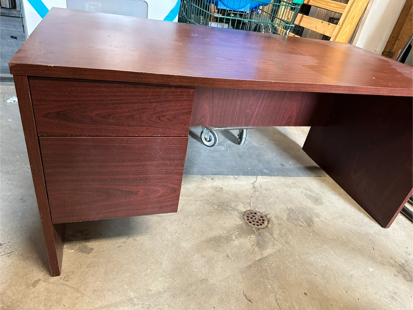 Dark Wood Office Desk with Drawers - photo 4