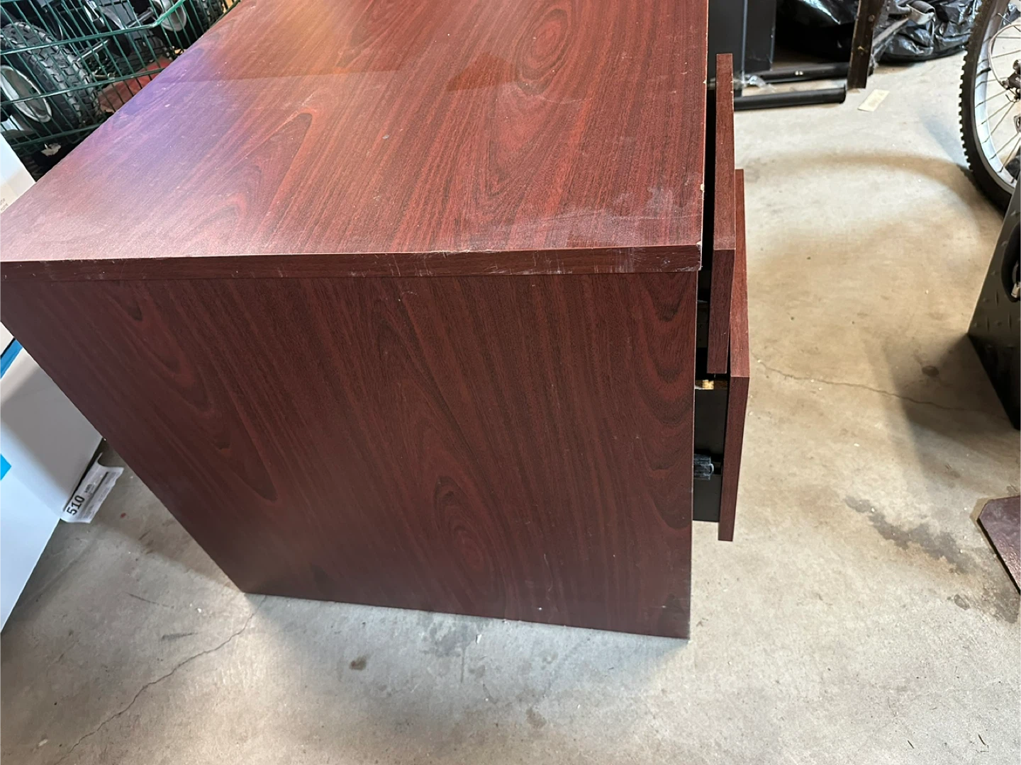 Dark Wood Office Desk with Drawers - photo 3
