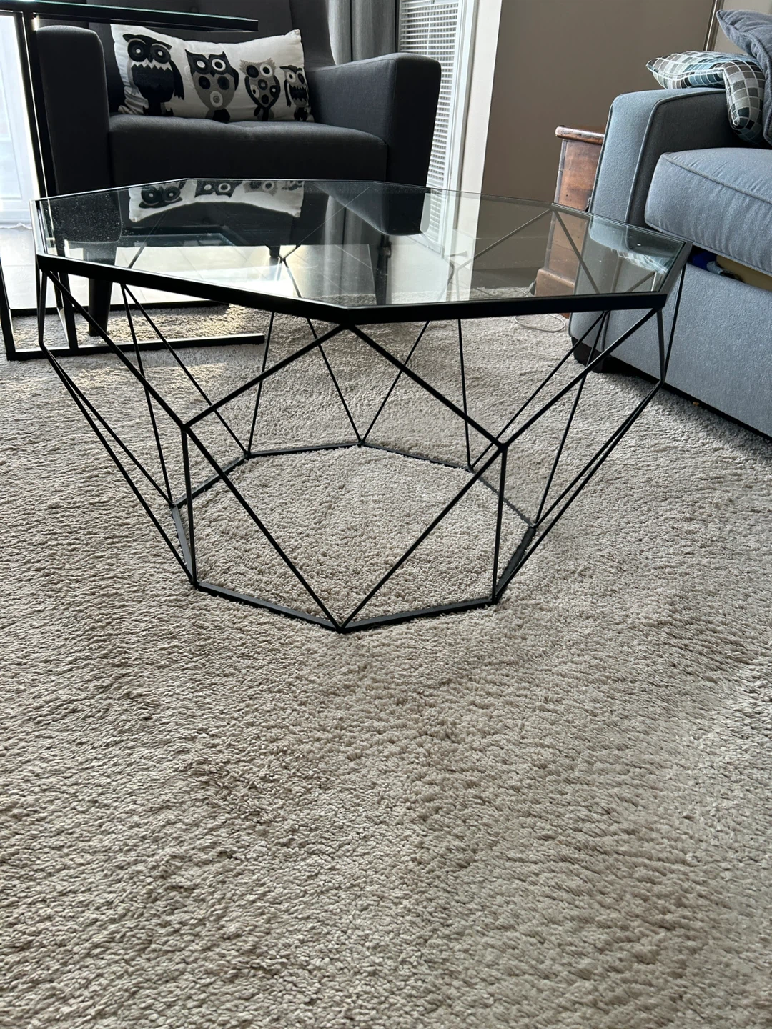 Geometric Glass Top Coffee Table