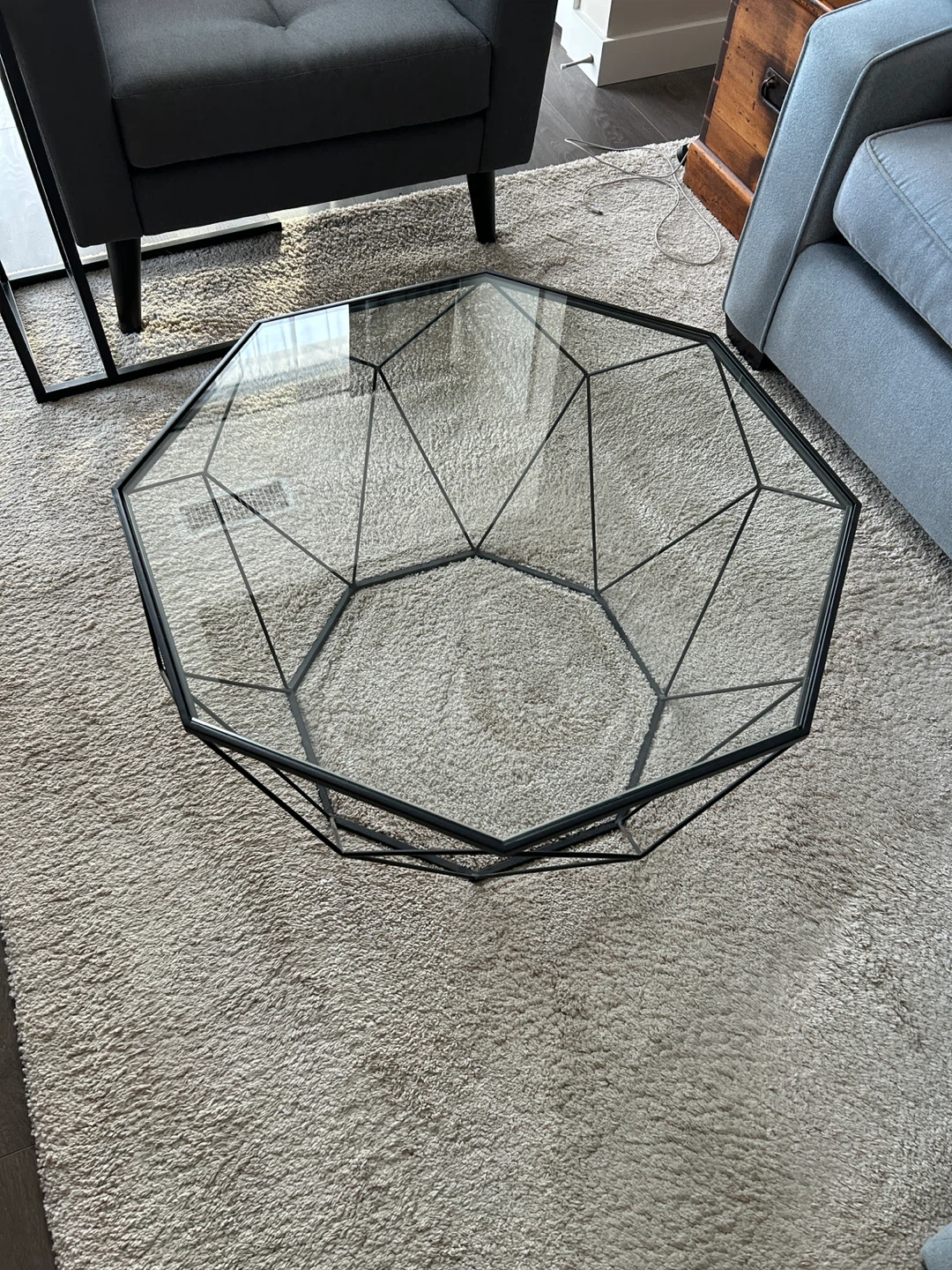 Geometric Glass Top Coffee Table - photo 2