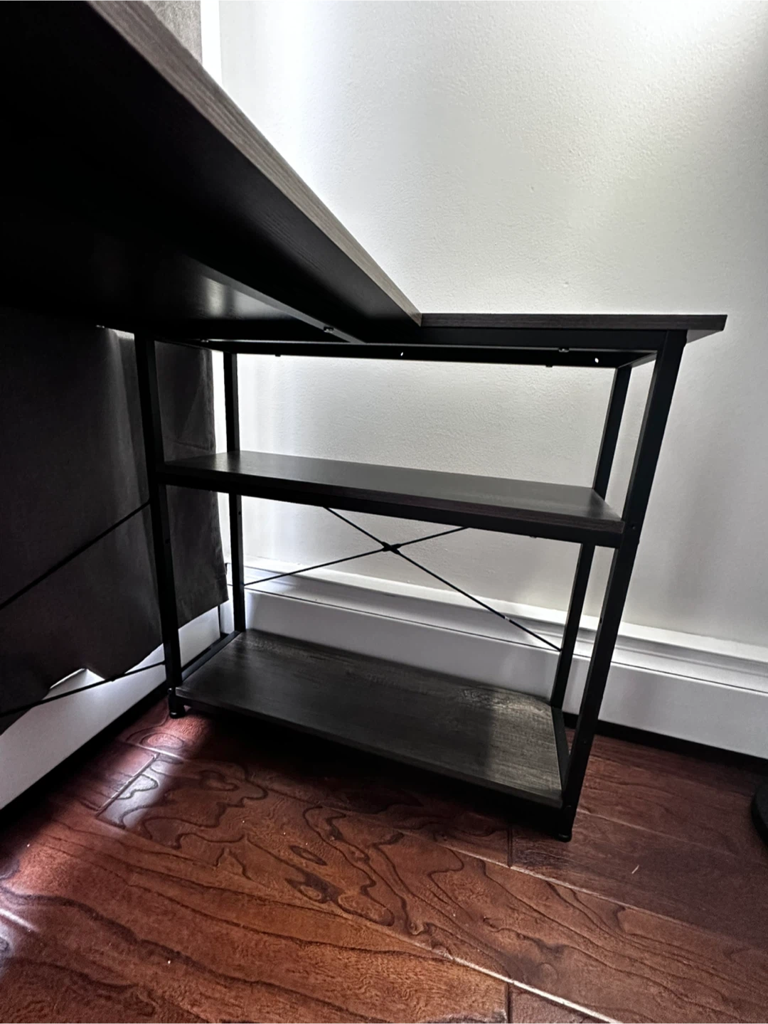 Grey L-Shaped Corner Desk with Shelves - photo 2