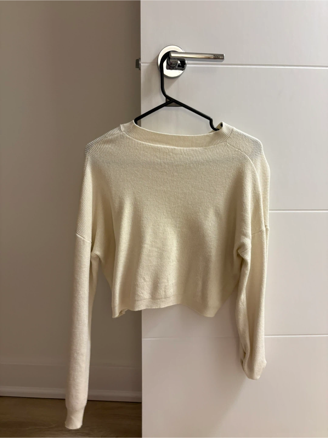 Cream Cropped Knit Sweater XS - photo 2