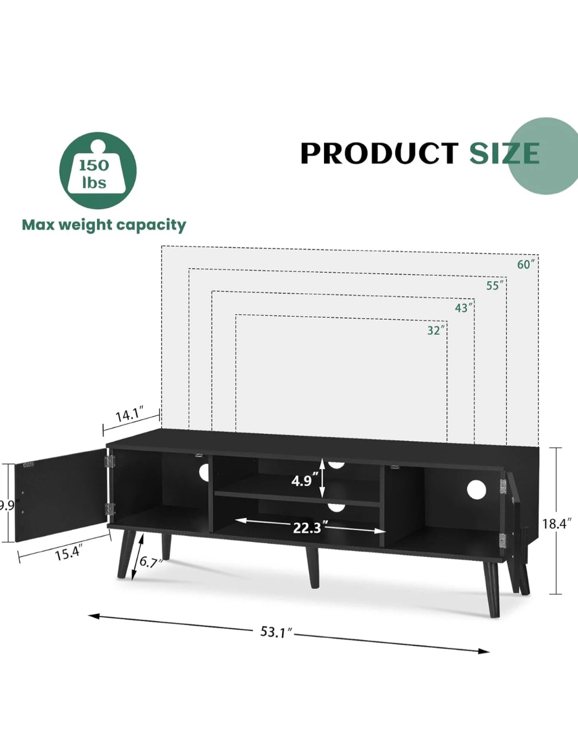 Black TV Stand Console