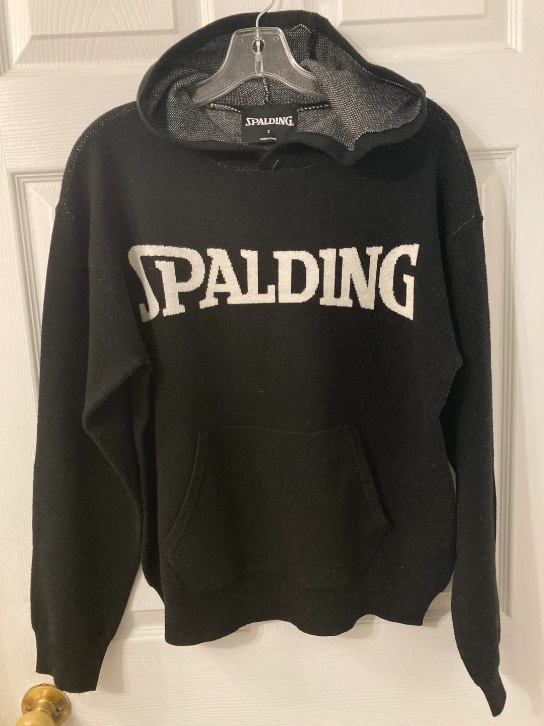 Spalding Black Hoodie with Front Pocket