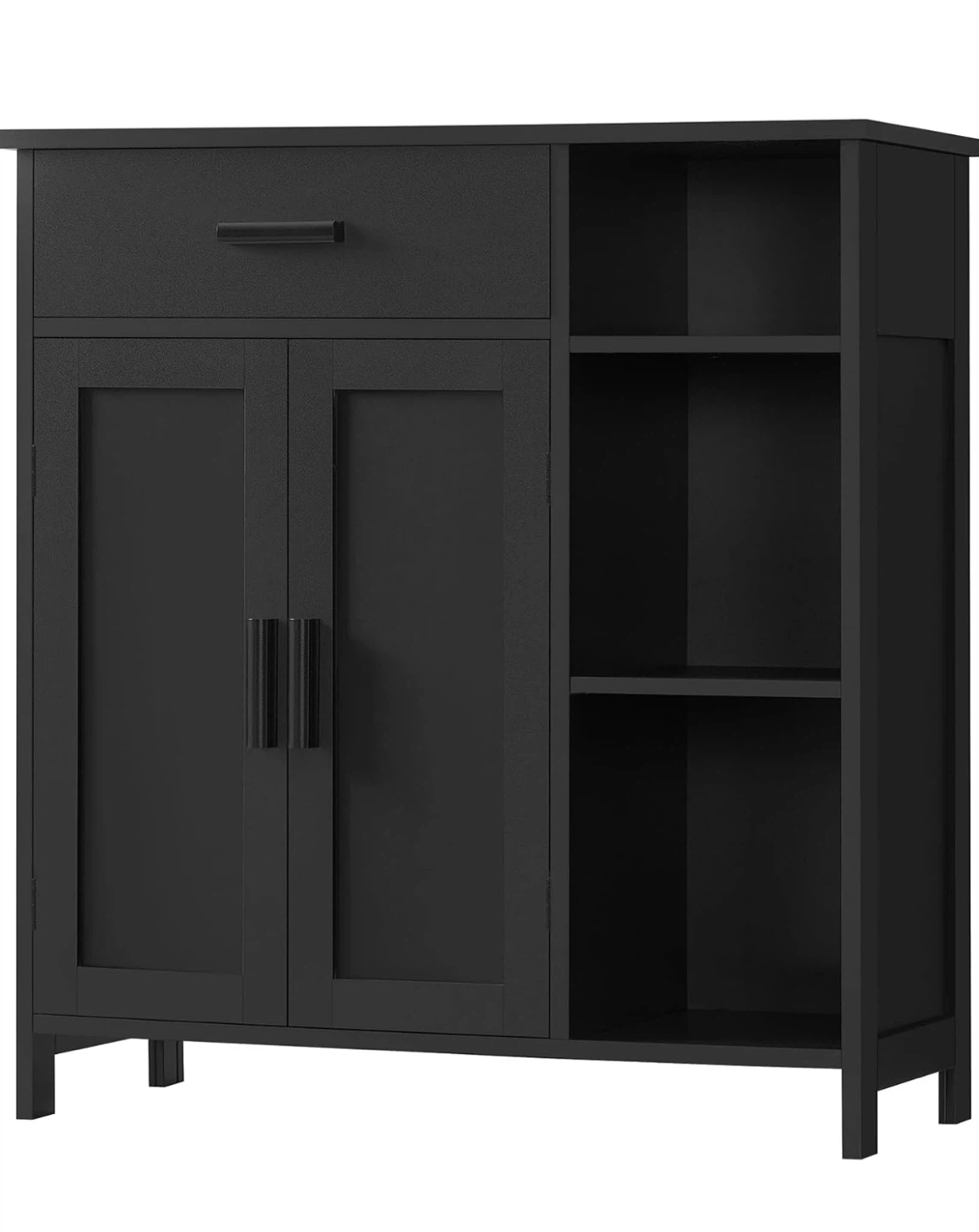 Black Bathroom Storage Cabinet with Drawer and Shelves - photo 3