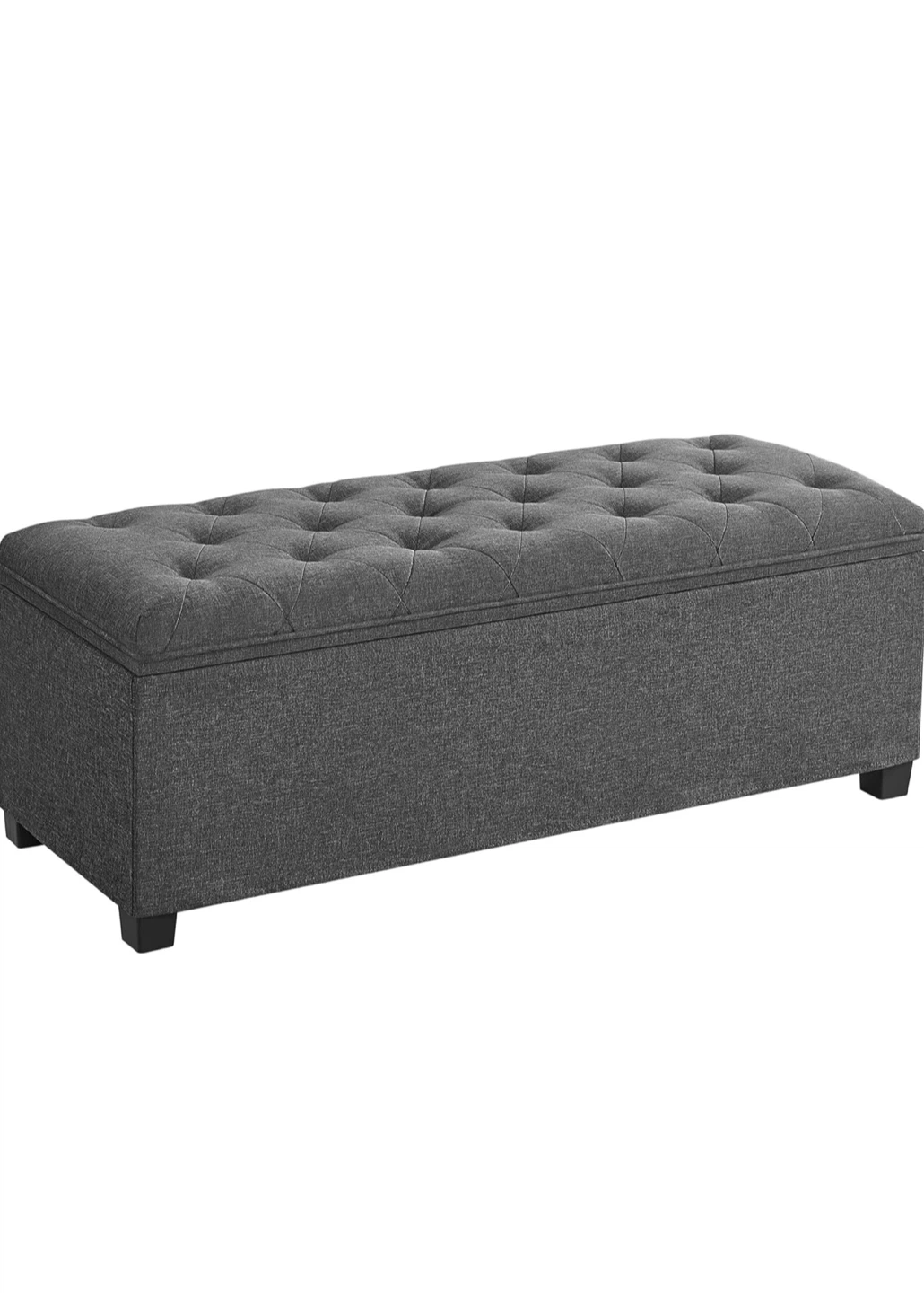 Tufted Storage Bench Ottoman - Dark Grey