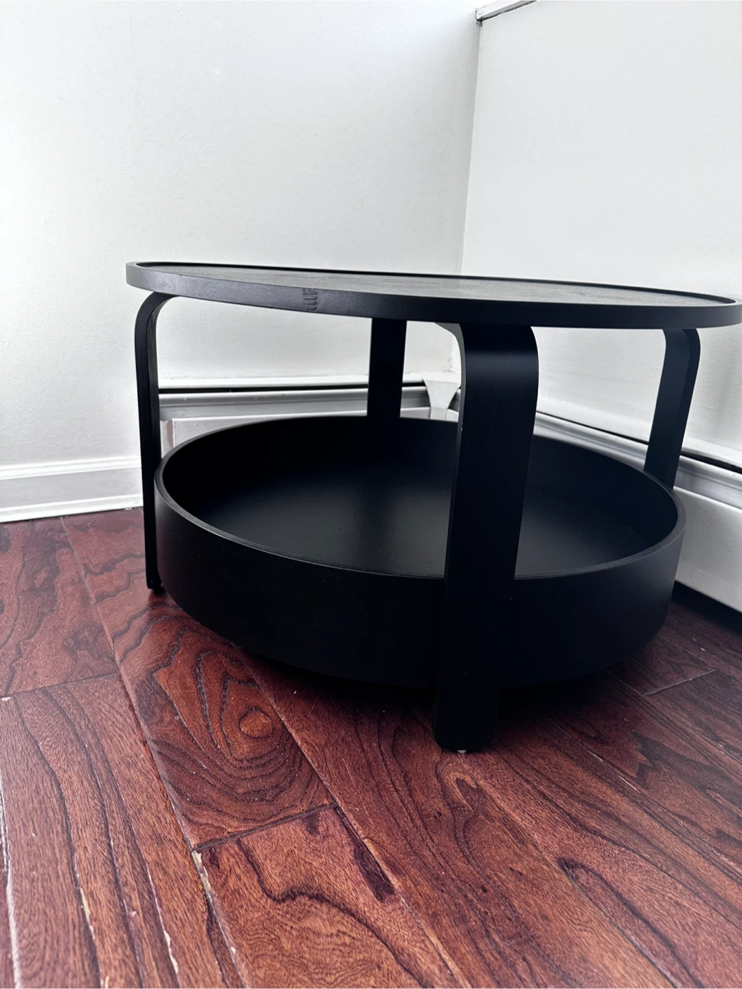 Black Round Coffee Table with Storage - photo 3