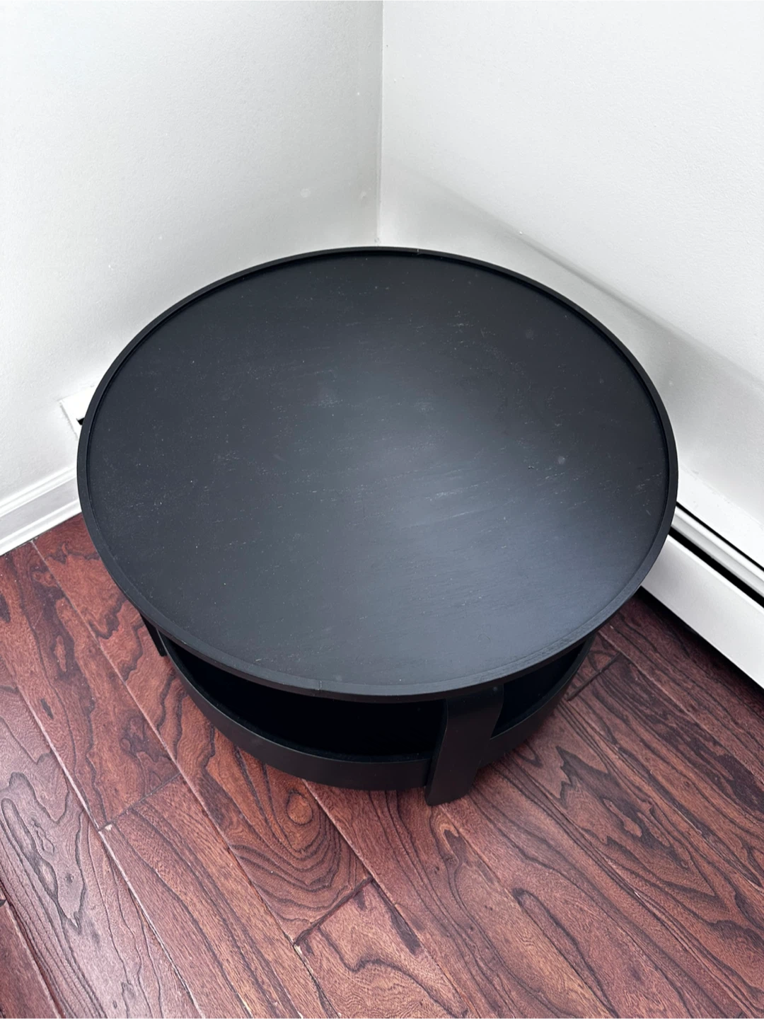 Black Round Coffee Table with Storage - photo 2