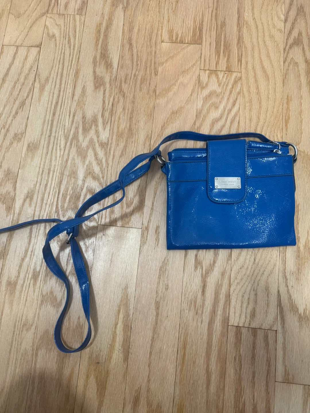 Nine West Blue Patent Crossbody Bag